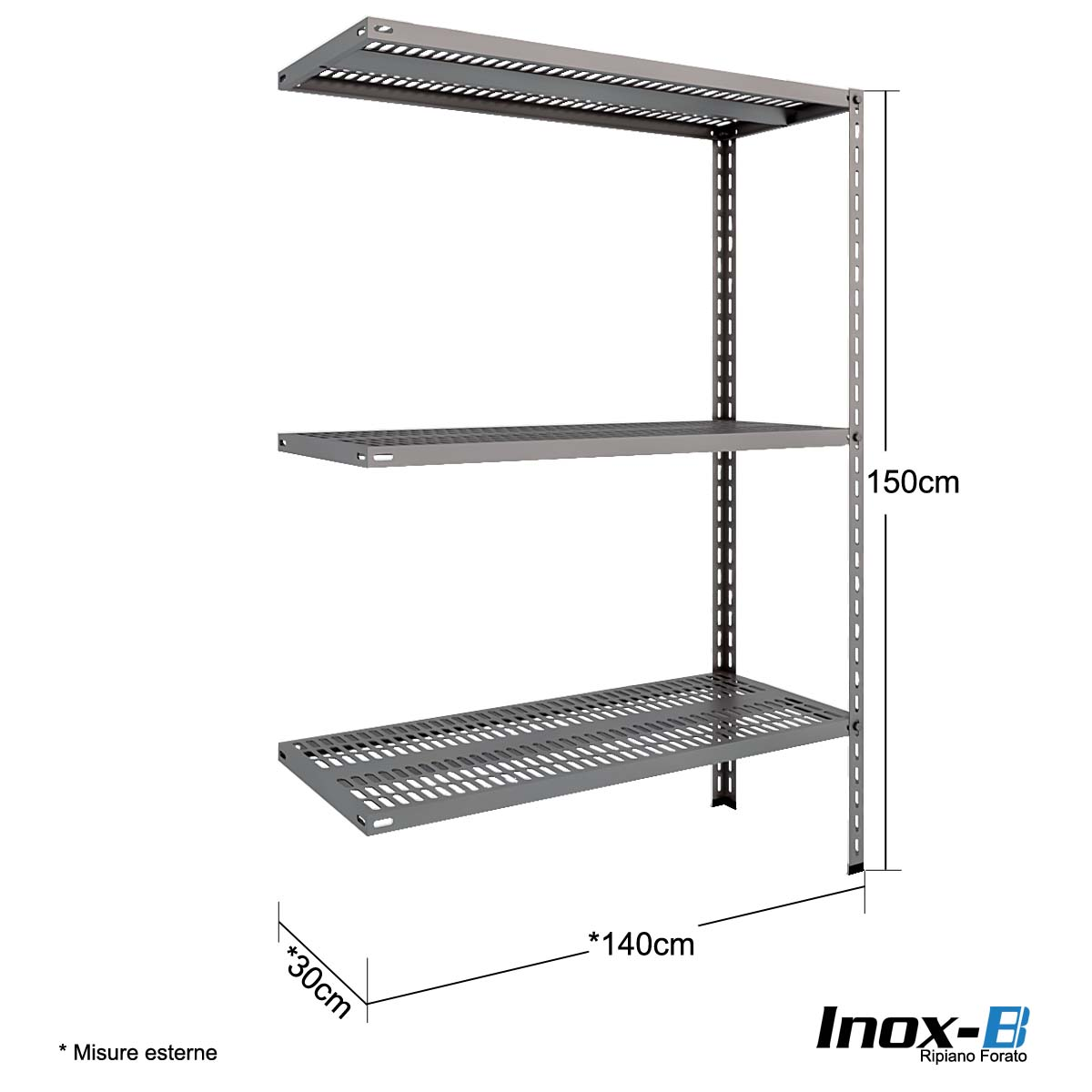 Scaffale Inox-B forato cm. L.140xP.30xH.150 – AGG.