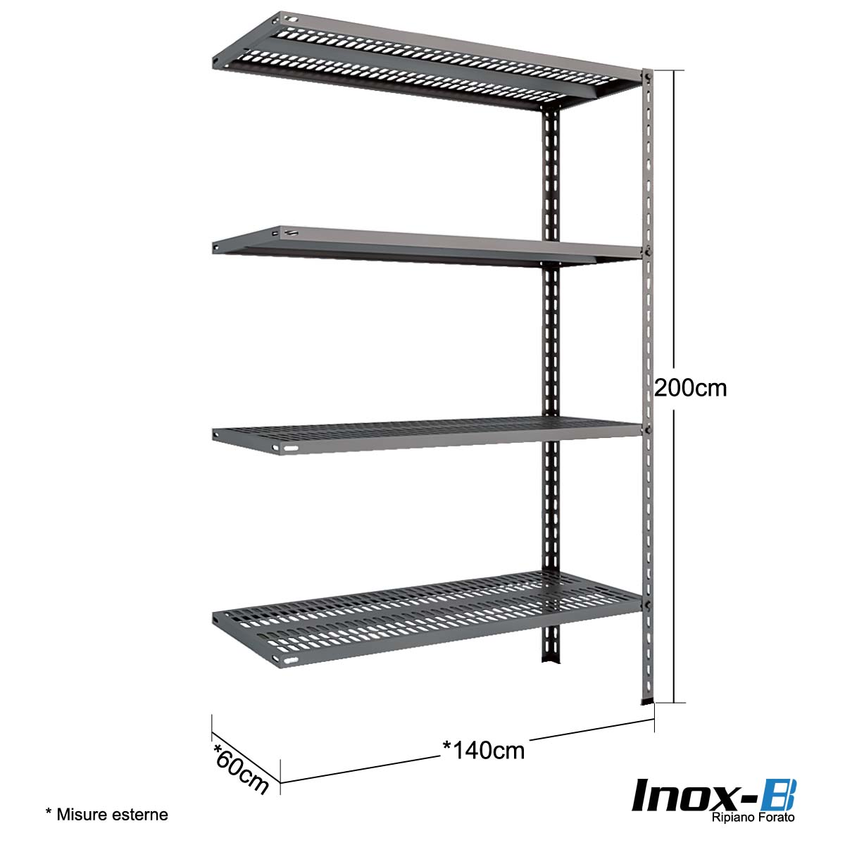 Scaffale Inox-B forato cm. L.140xP.60xH.200 – AGG.