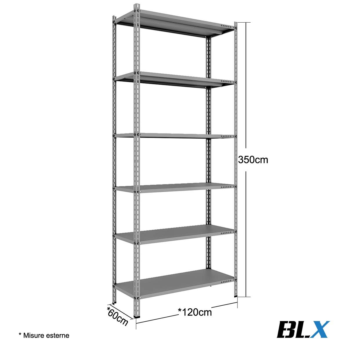 Scaffale a bullone BLX 6 rip. / cm. L.120xP.60xH.350