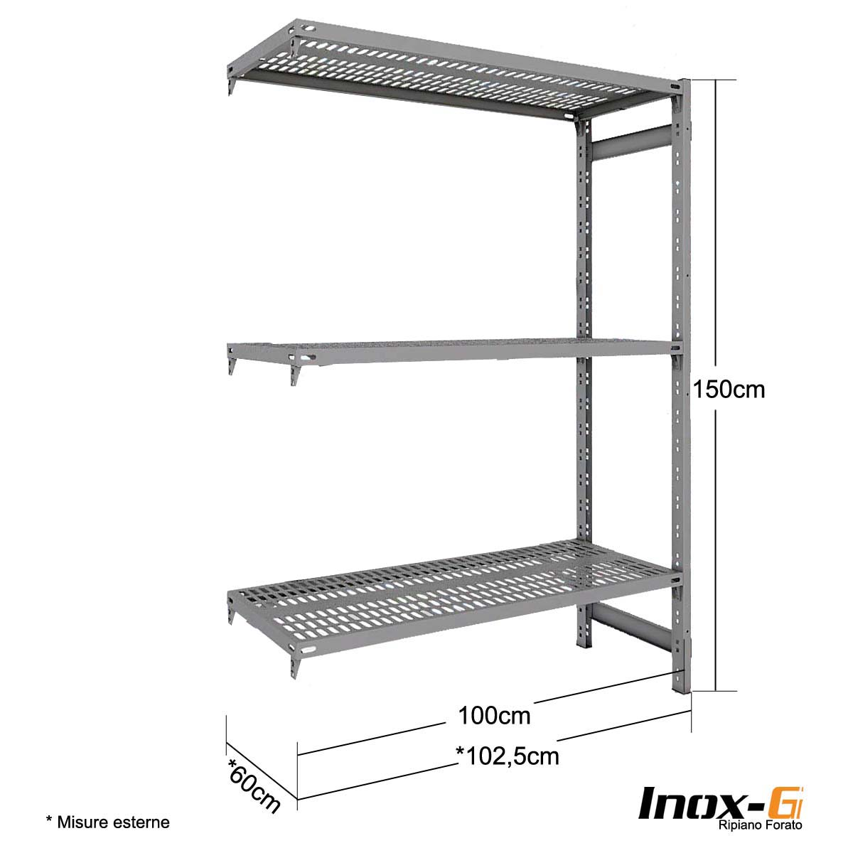 Scaffale Inox-G forato cm. L.100xP.60xH.150 – AGG.