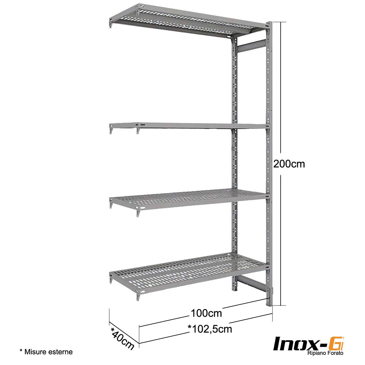 Scaffale Inox-G forato cm. L.100xP.40xH.200 – AGG.