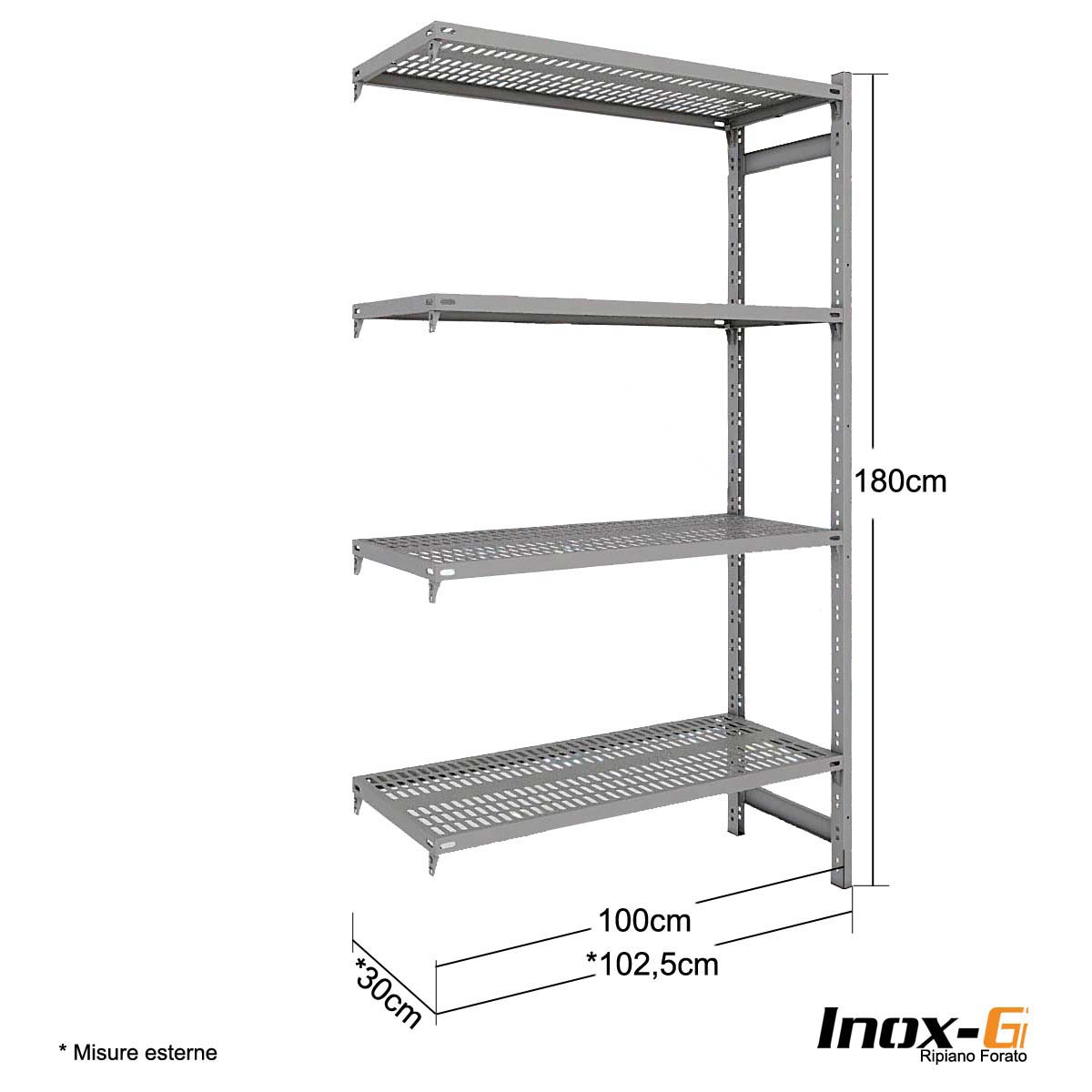 Scaffale Inox-G forato cm. L.100xP.30xH.180 – AGG.