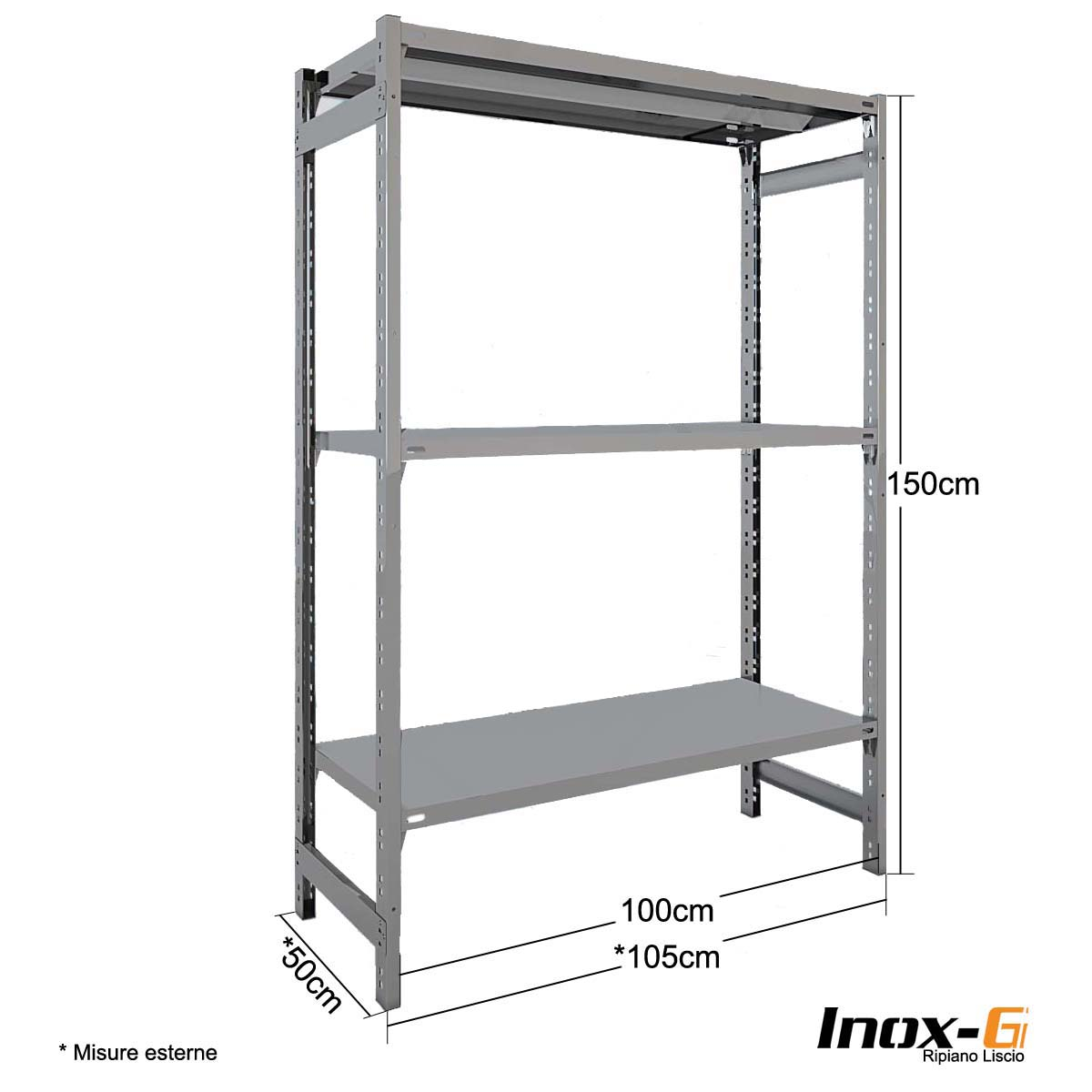 Scaffale in acciaio Inox - cm. L.100xP.50xH.150