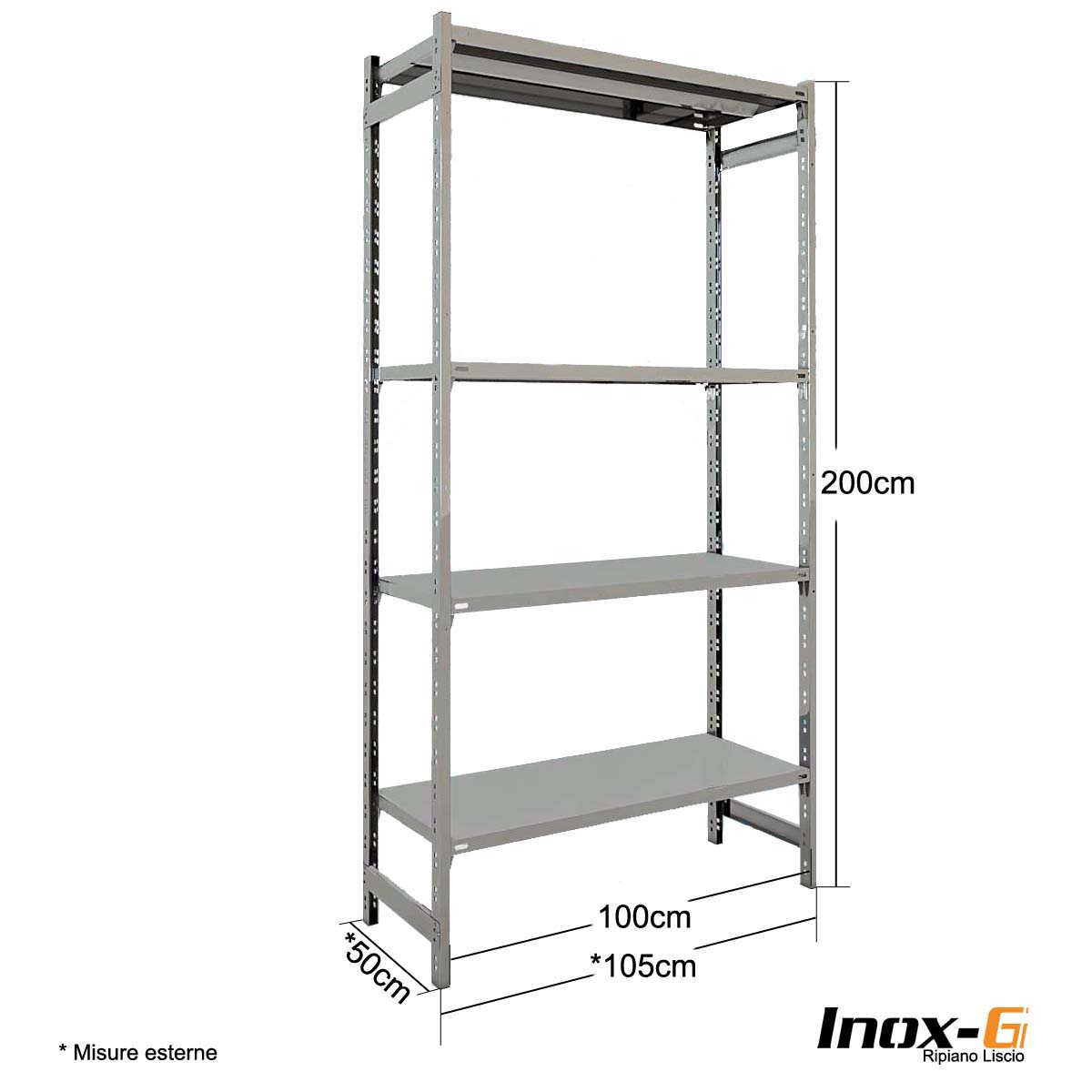 Scaffale in acciaio Inox - cm. L.100xP.50xH.200
