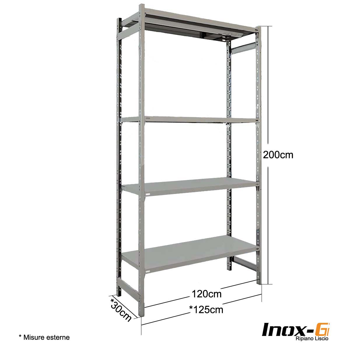 Scaffale in acciaio Inox - cm. L.120xP.30xH.200