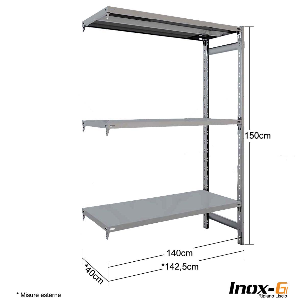 Scaffale Inox-G liscio cm. L.140xP.40xH.150 – AGG.