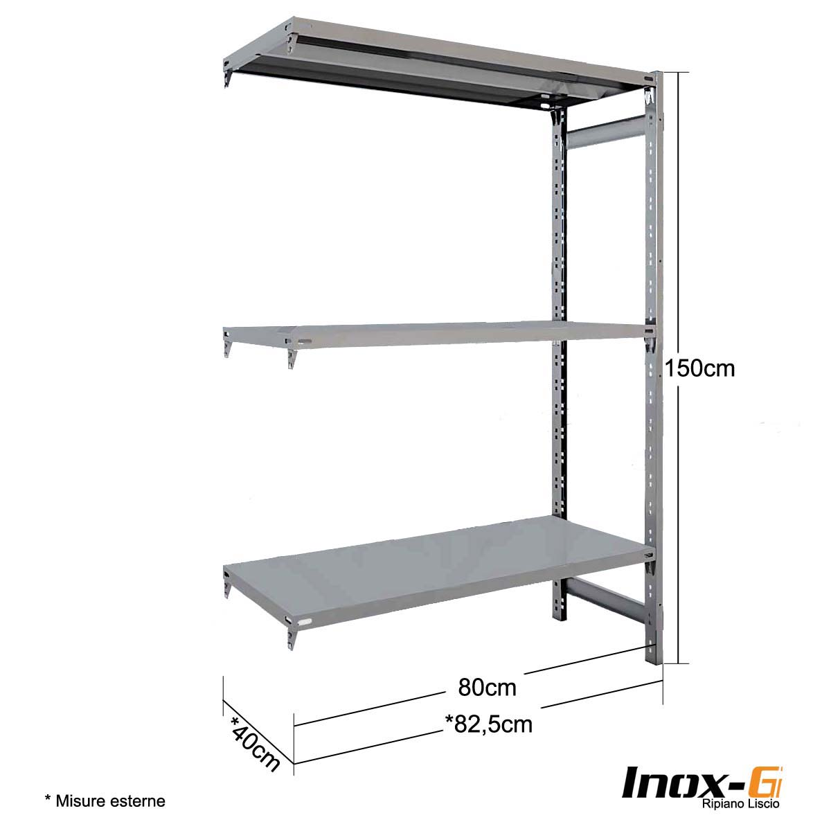 Scaffale Inox-G liscio cm. L.80xP.40xH.150 – AGG.