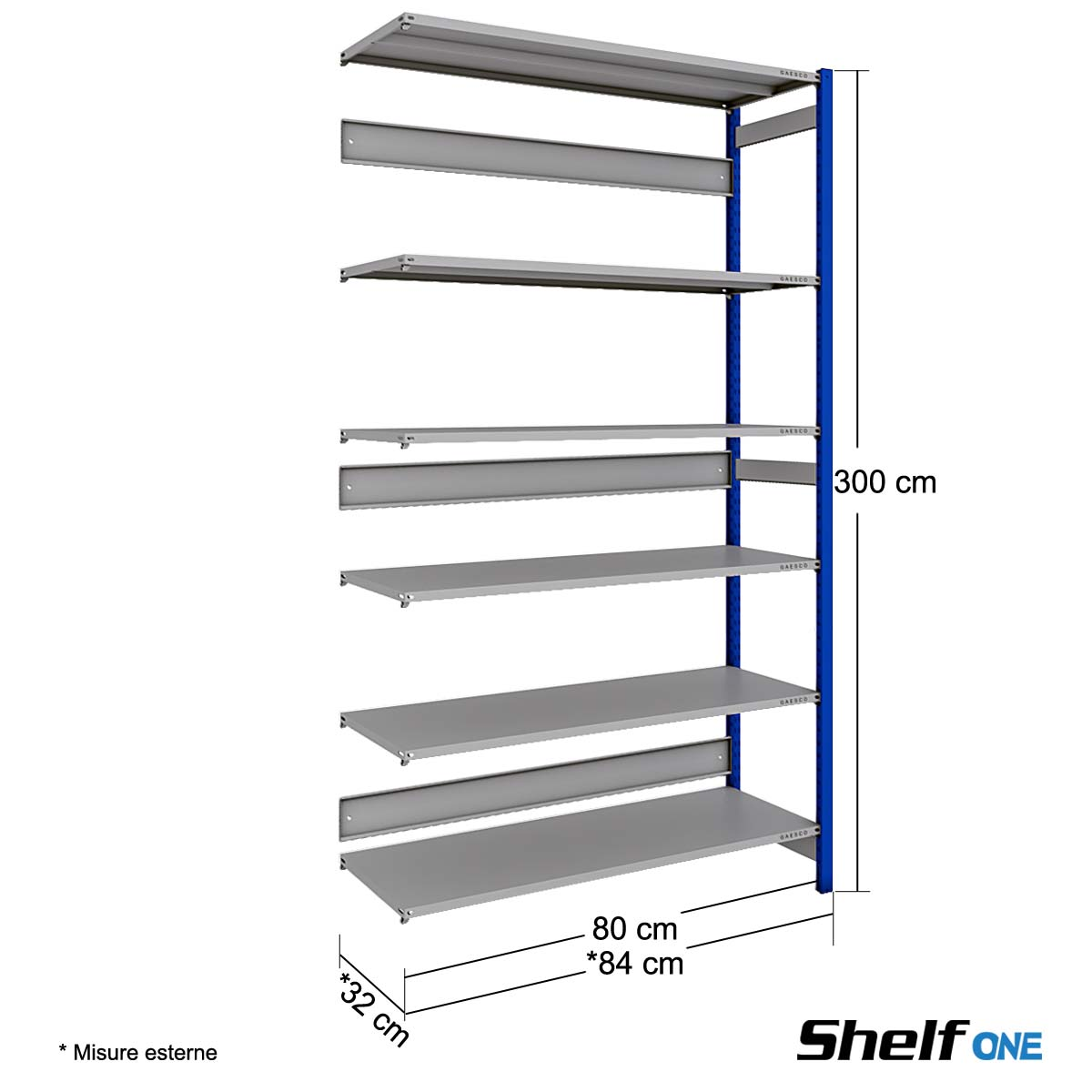 Scaffali a gancio con 6 ripiani Shelf One / cm. L.80xP.30xH.300-AGG.VO