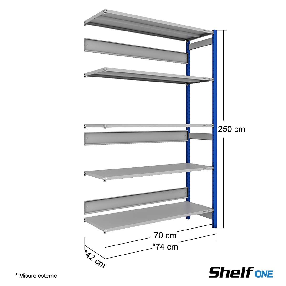 Scaffali a gancio con 5 ripiani Shelf One / cm. L.70xP.40xH.250-AGG.VO