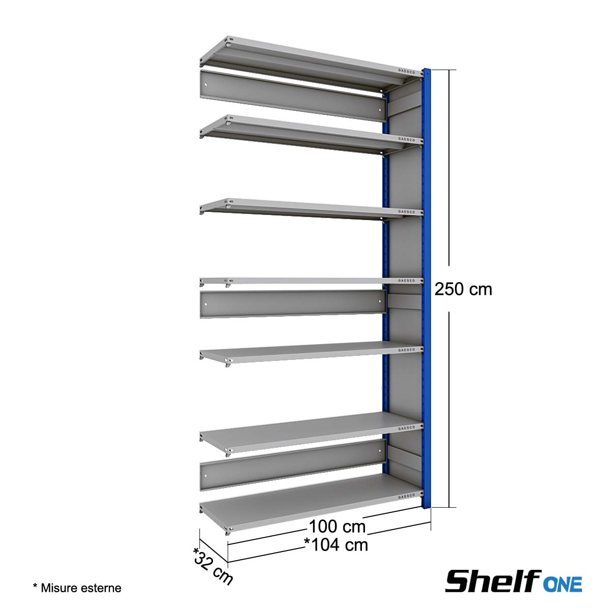 Scaffali a gancio Shelf One fiancate chiuse / cm. L.100xP.30xH.250 AGG