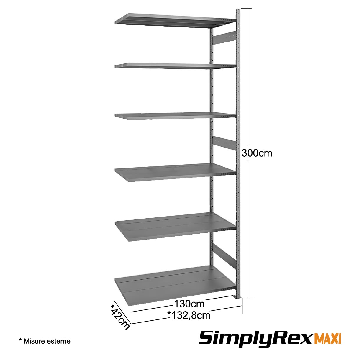 Scaffale Componibile - cm. L.130xP.40xH.300 (AGG) Simplyrex