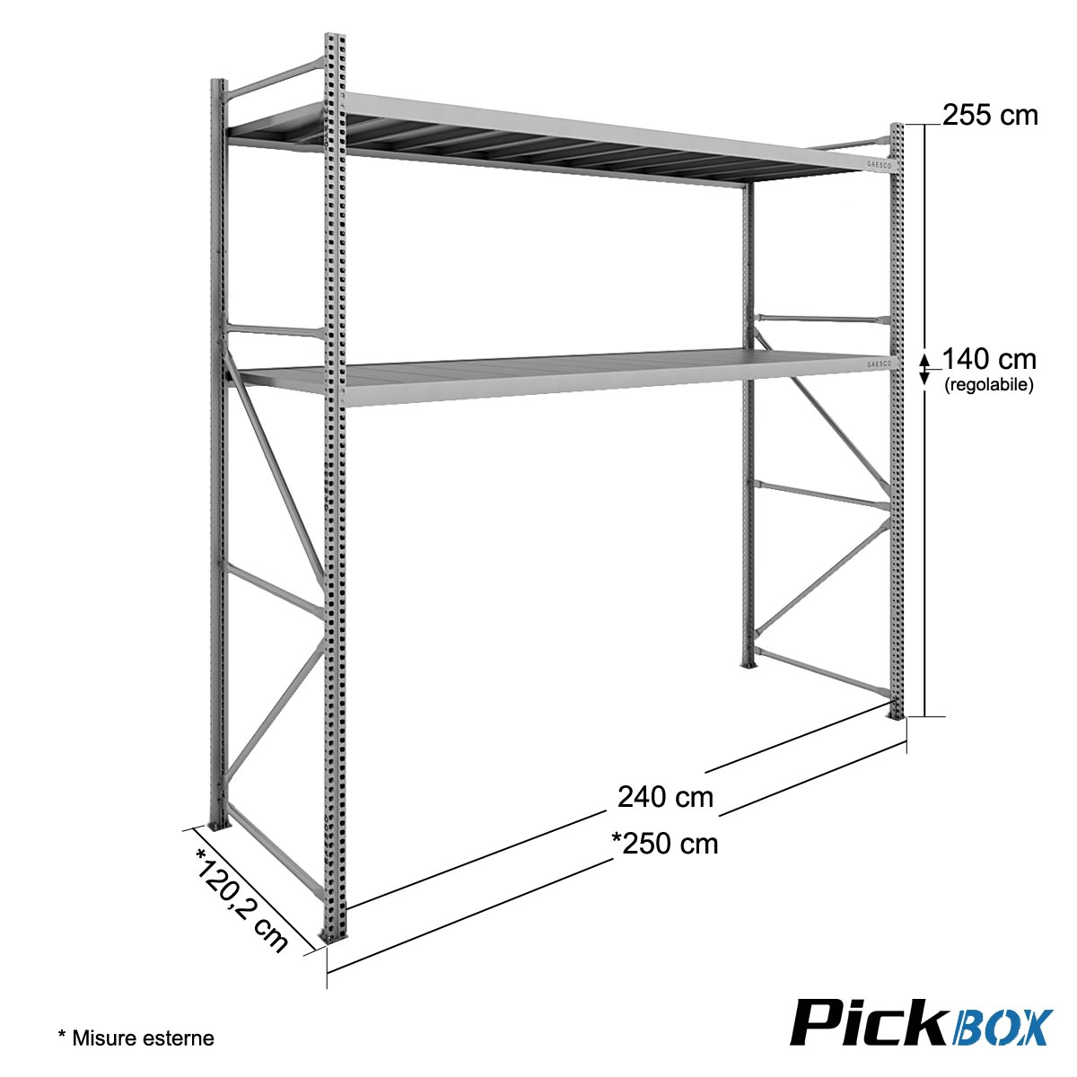 Scaffale PickBox / cm. L.240xP.120xH.255 (480 kg.)