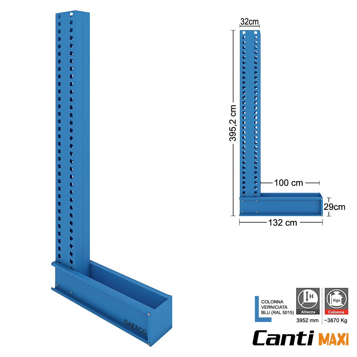 Colonna Cantilever MAXI - Monofronte / cm. H.400xP.100 (3870 kg.)