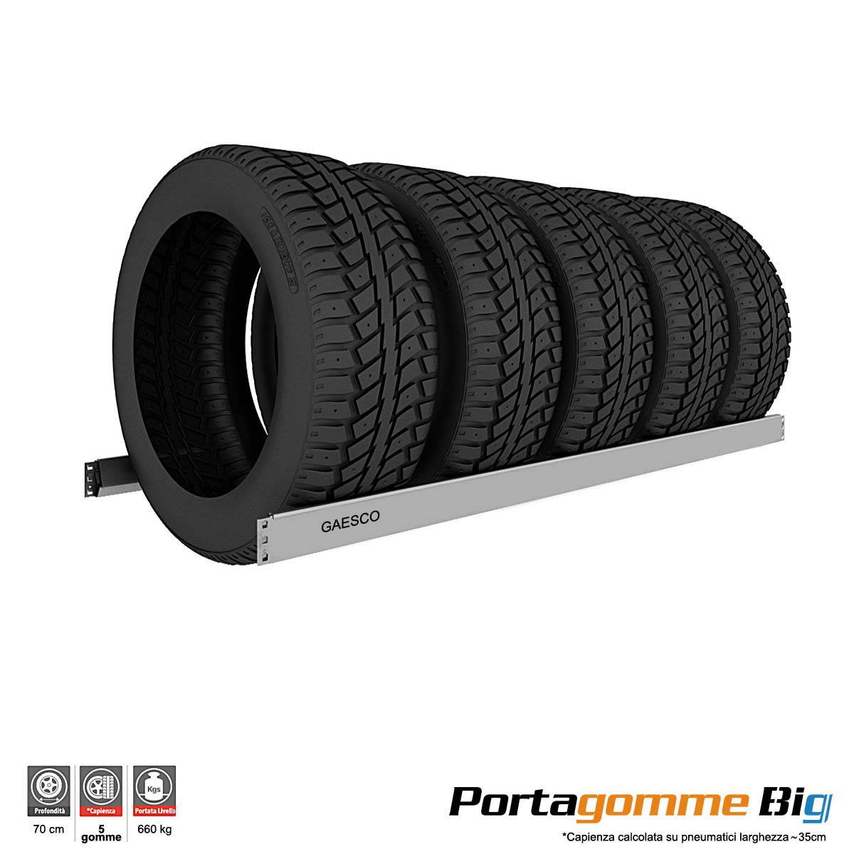 Livello aggiuntivo porta gomme BIG / cm. L.180xP.70