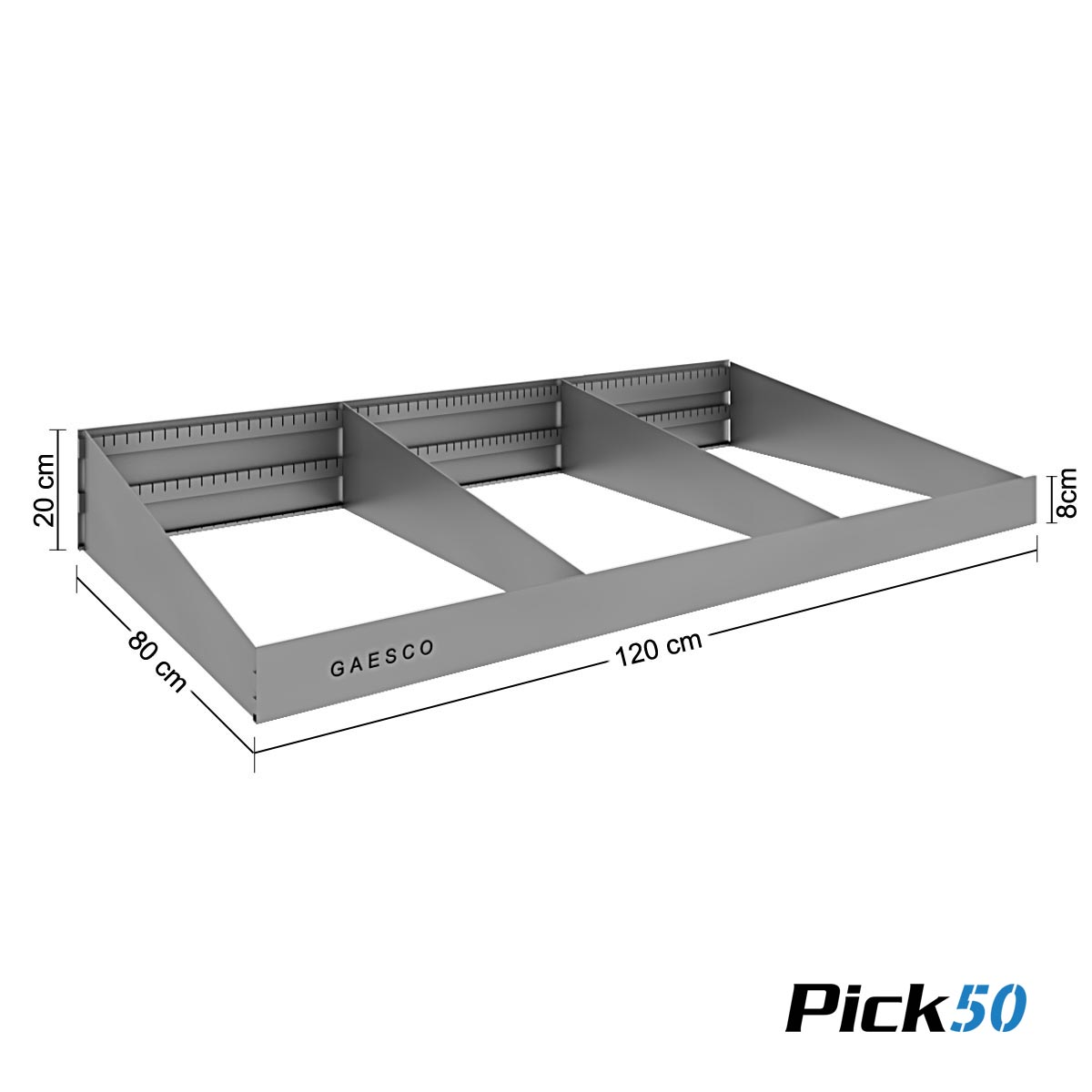KIT Divisori 3 scomparti per ripiani scaffali Pick / cm. L.120xP.80
