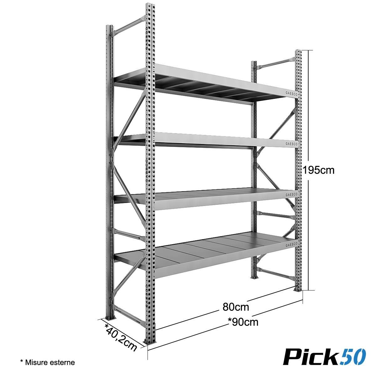 Scaffale Magazzino Robusto - cm. L.80xP.40xH.195 - Pick50