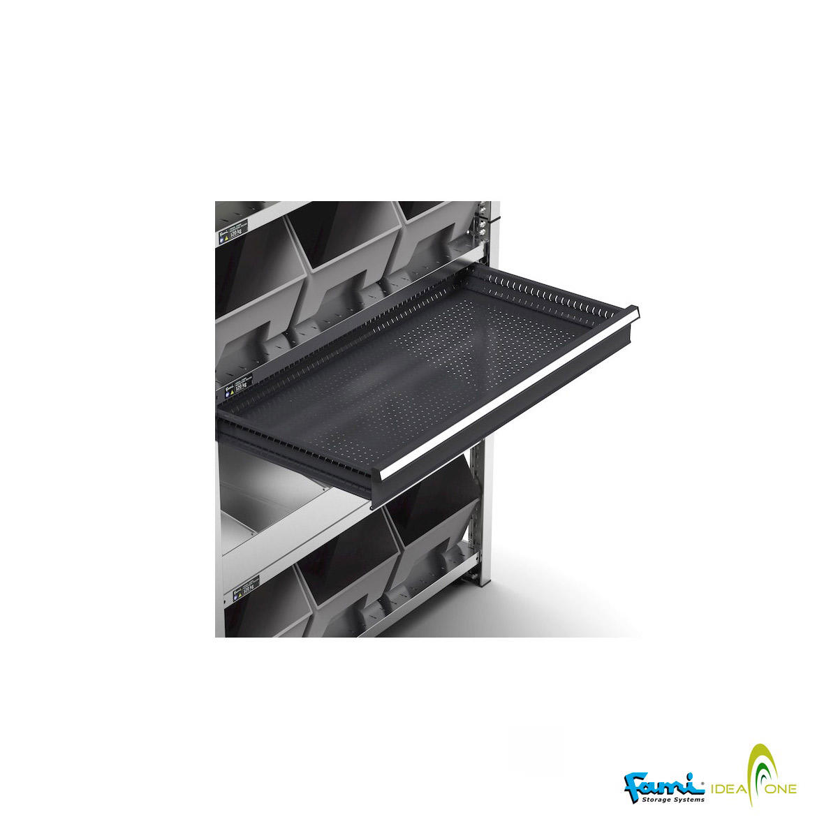 Scaffale porta minuterie a 6 ripiani / 9 contenitori mis. 4A5 / cm. L.100xP.50xH.200 (AGG.VO)