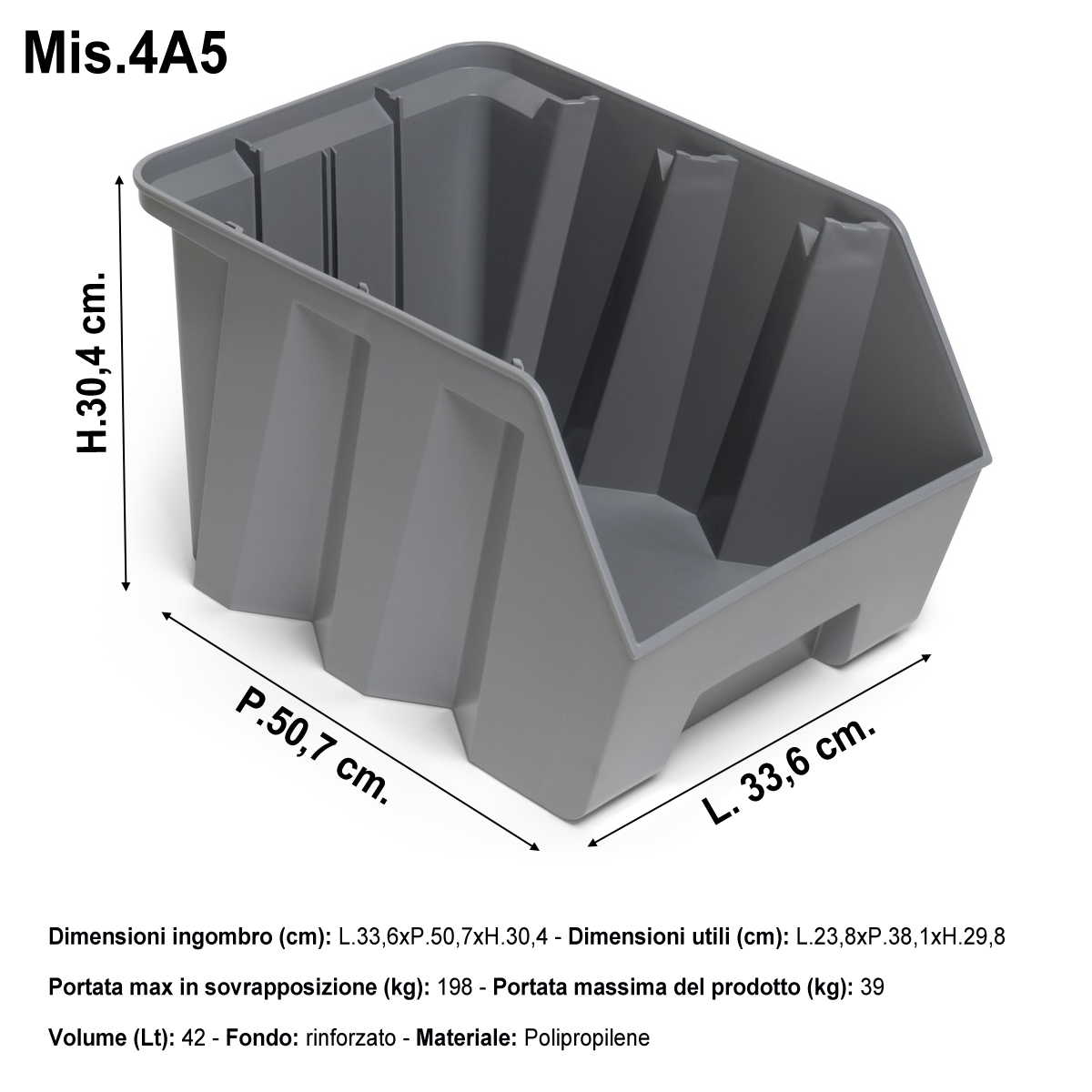 Scaffale porta minuterie a 6 ripiani / 9 contenitori mis. 4A5 / cm. L.100xP.50xH.200 (AGG.VO)