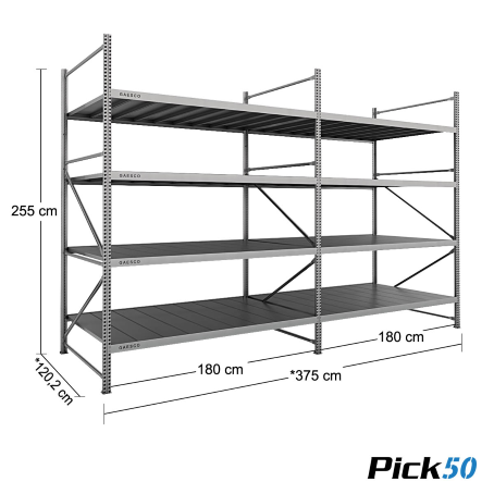 Scaffale Magazzino Robusto - cm. L.360xP.120xH.255 - Pick50