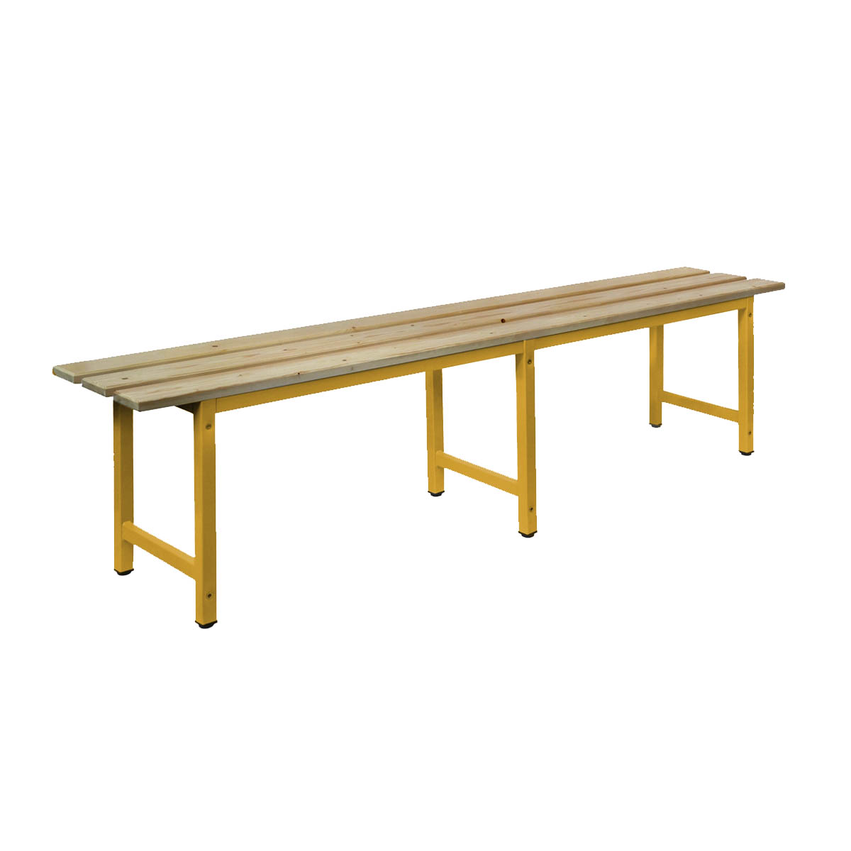 Panca spogliatoio  in legno telaio Giallo 6 posti / cm. L.200