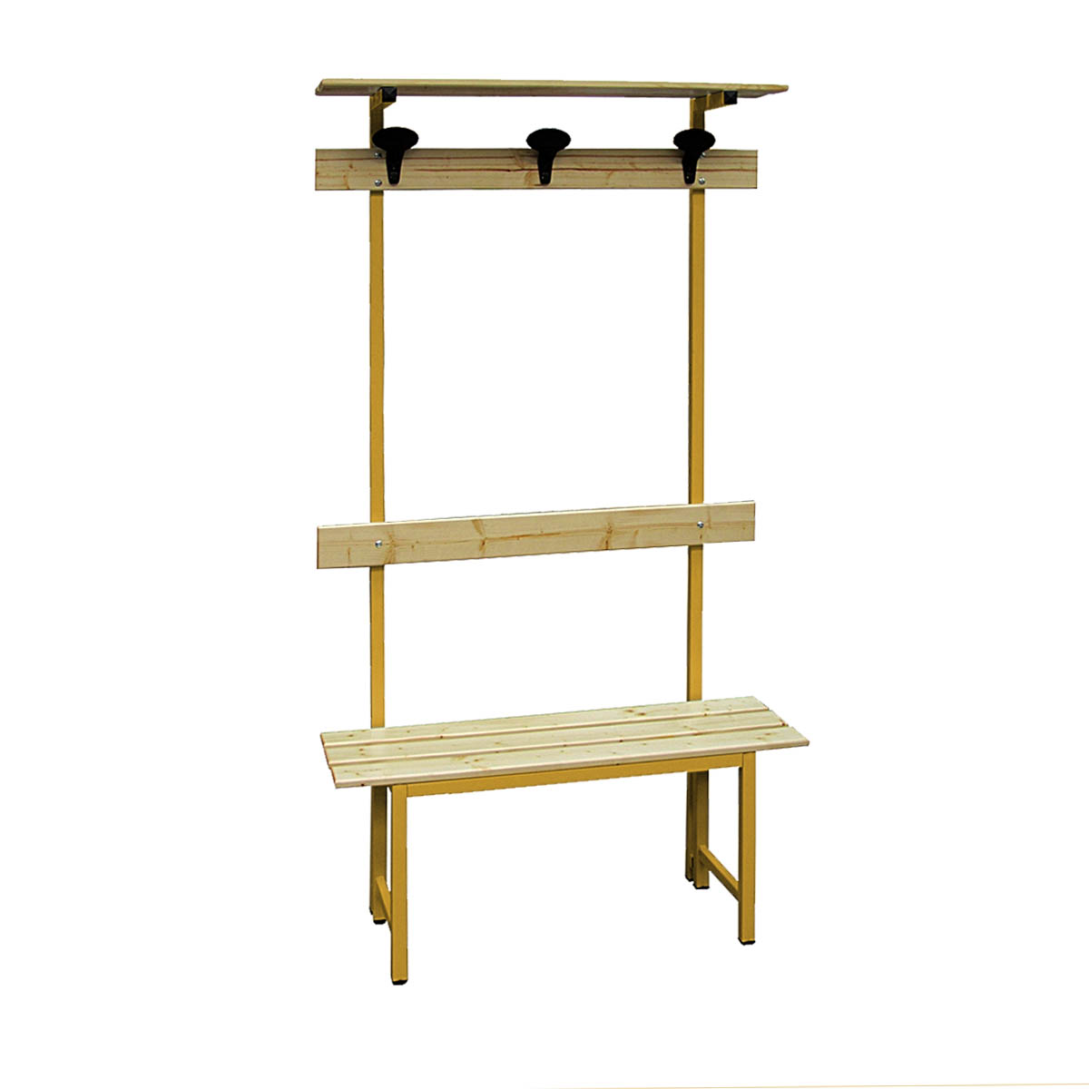 Panca spogliatoio in legno alzata telaio Giallo 3 posti / cm. L.100