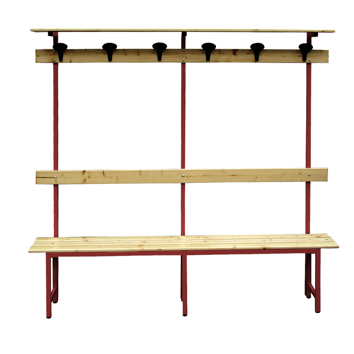 Panca spogliatoio in legno alzata telaio Rosso F. 6 posti / cm. L.200