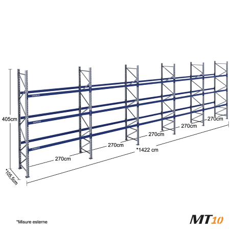 Scaffale Portapallet (60 bancali) - cm. L.1420xP.100xH.400 (KIT)