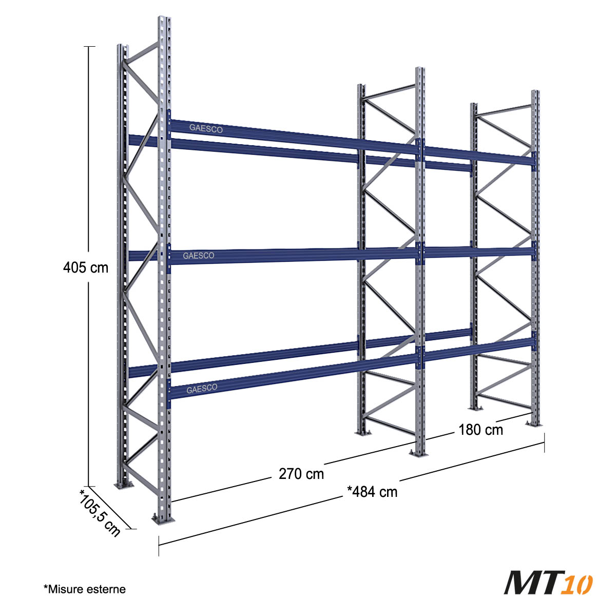 Scaffale Portapallet (20 bancali) - cm. L.480xP.100xH.400 (KIT)