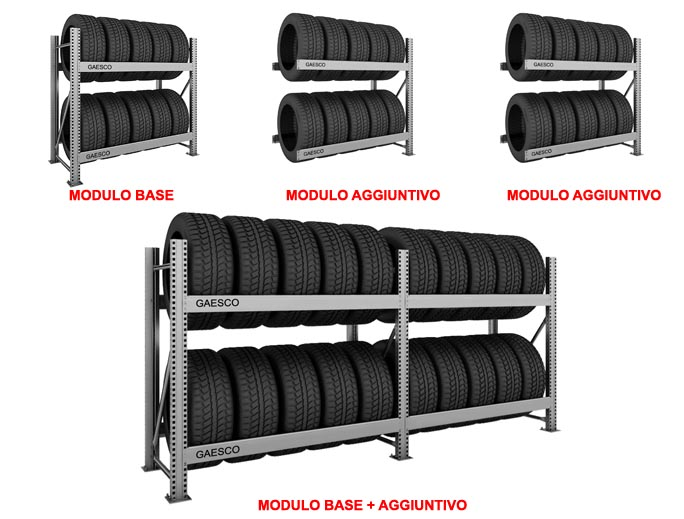 Scaffali per pneumatici per 10 gomme / cm. L.120xP.50xH.120- AGG.VO