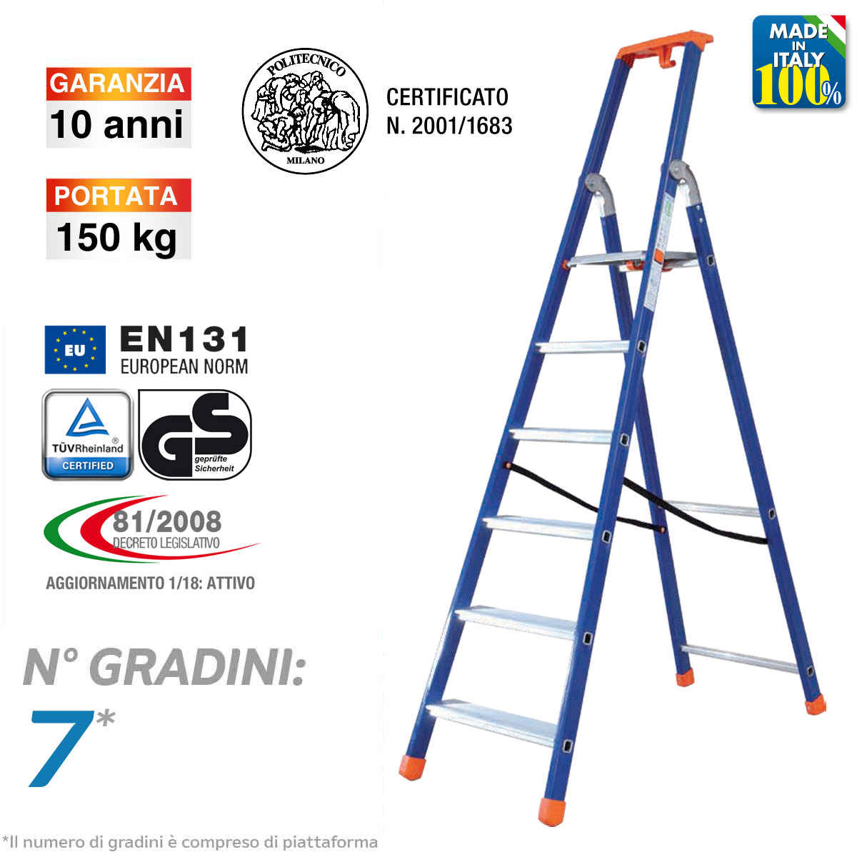 Scala lavoro professionale per uso intensivo / 7 gradini