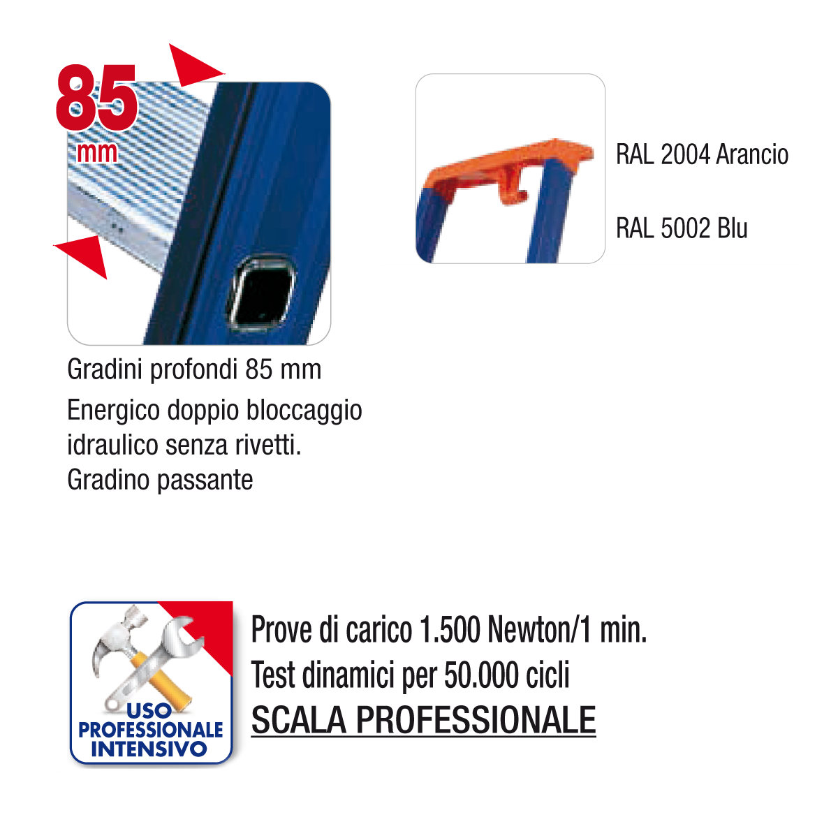 Scala lavoro professionale per uso intensivo / 3 gradini
