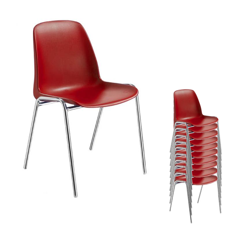 Sedie per tavolo mensa con telaio cromato COSMO / Rosso (Conf. 10pz)