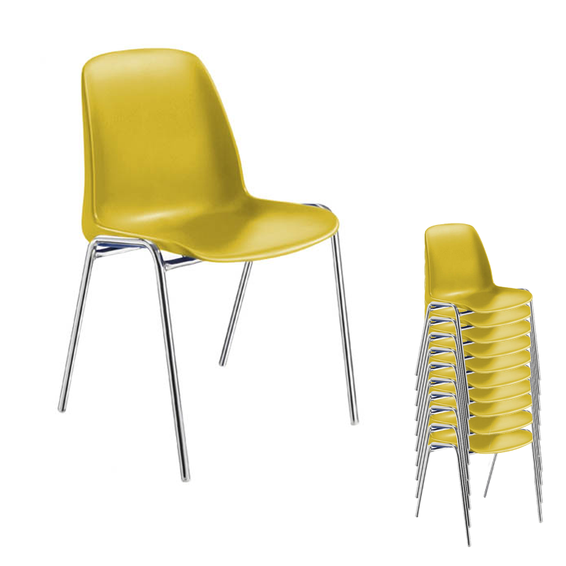 Sedie per tavolo mensa con telaio cromato COSMO / Giallo (Conf. 10pz)
