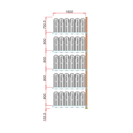 Scaffale Porta Gomme Big 5 livelli / cm. L.160xP.50xH.450-AGG