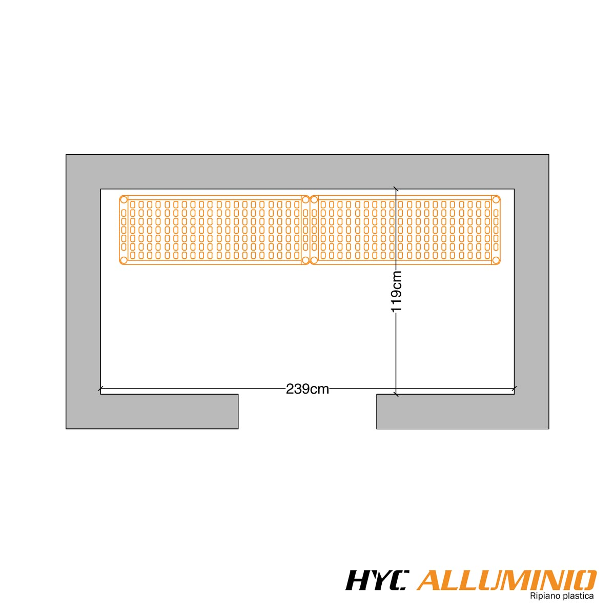Scaffale per celle frigo Lineare  -  cm.239x119 H.180