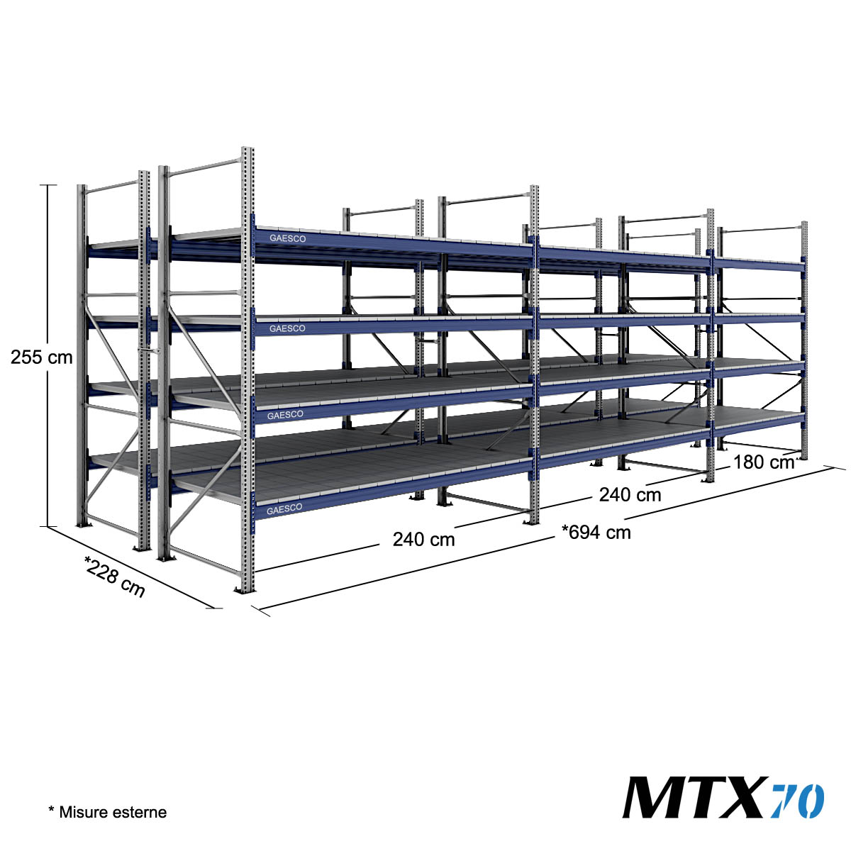 Scaffali metallici picking MTX70 Bifronte / cm. L.660xP.100xH.255
