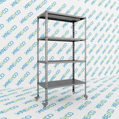 Scaffale Acciaio inox Bullone su ruote - cm. L.90xP.50xH.180