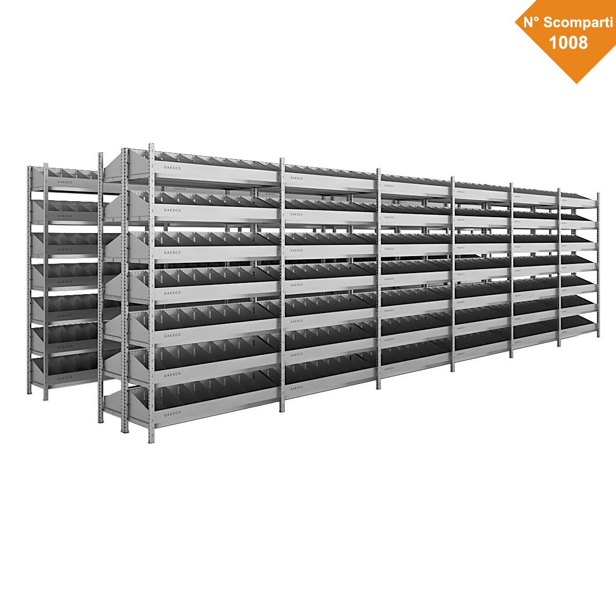 Scaffale per minuterie a 1008 Divisori – Simplyrex – cm. L.704xP.30xH.200
