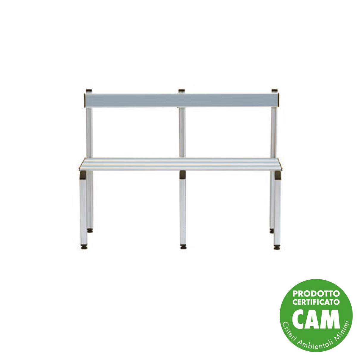 Panca spogliatoio in alluminio con schienale 4 posti cm. L.150