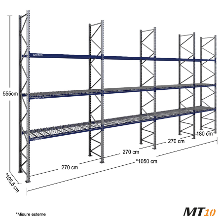 Scaffale Portapallet (44 bancali) - cm. L.1050xP.100xH.550 (KIT)