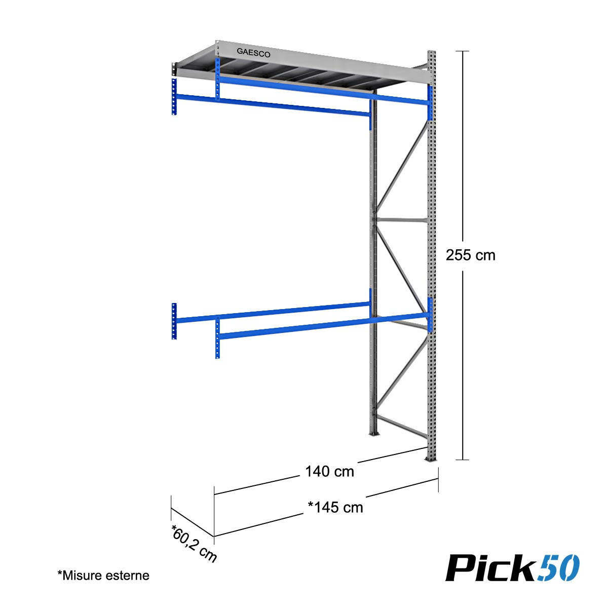 Scaffale per capi appesi PICK50 / cm. L.140xP.60xH.255 Mod. Agg.