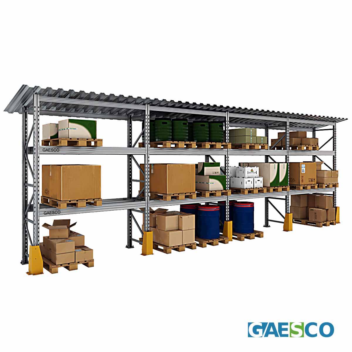 Scaffale portapallet con tettoia cm. L.930xP.80xH.315/300 (KIT)