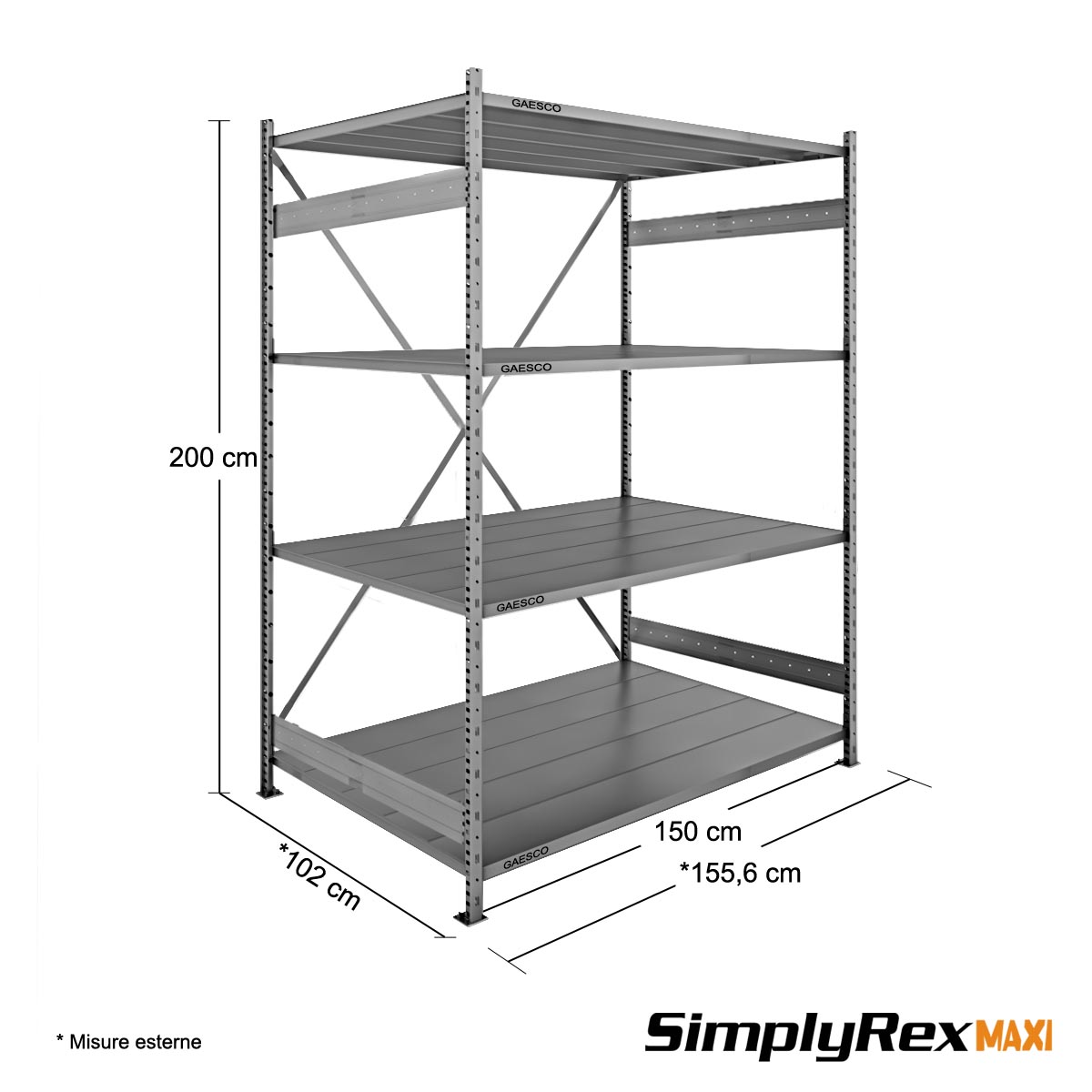 Scaffale Componibile - cm. L.150xP.100xH.200 Simplyrex