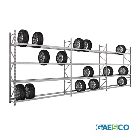 Scaffale portagomme per 144 pneumatici / cm. L.720xP.50xH.255 