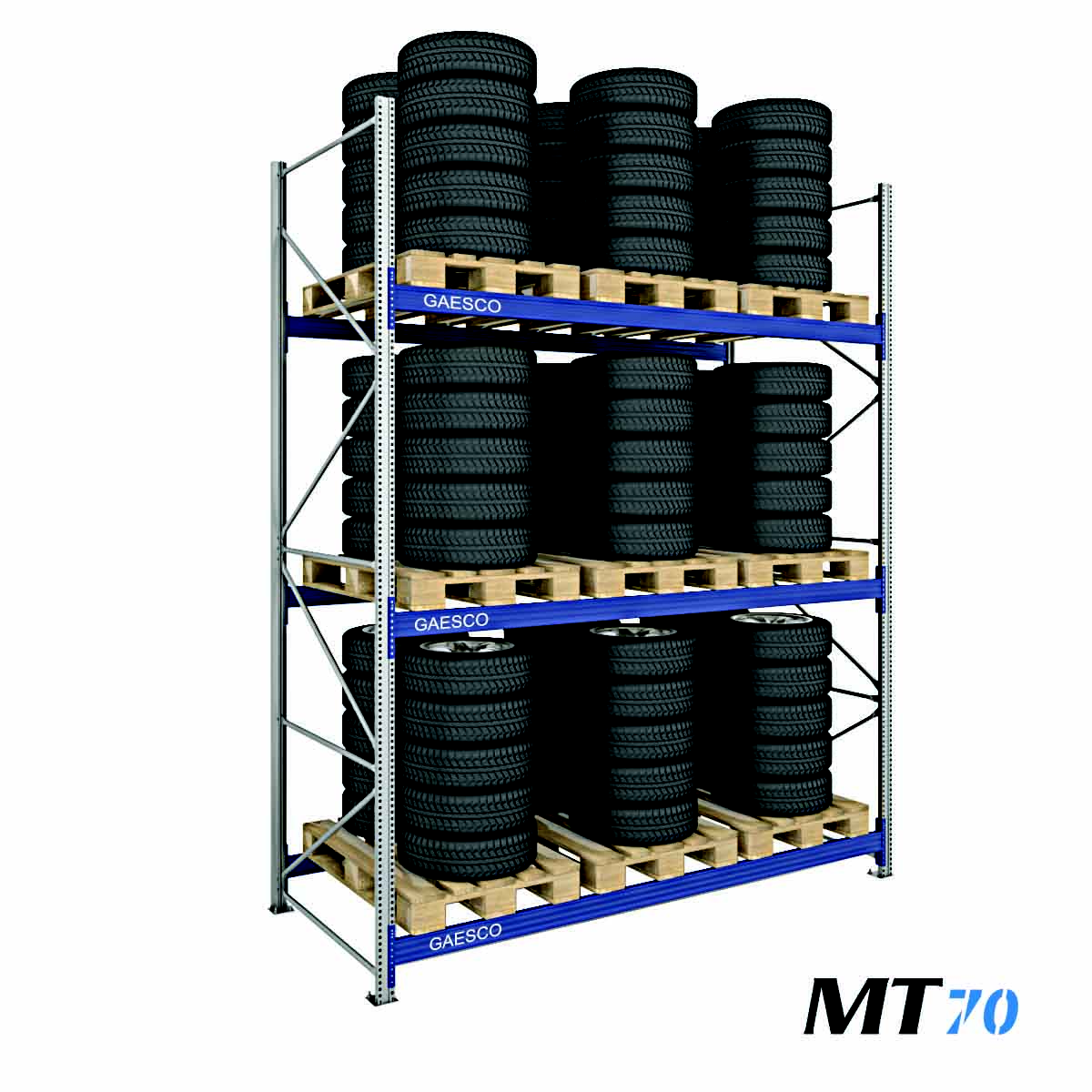Scaffalatura porta pneumatici su bancale MT70 / cm. L.270xP.120xH.345-BASE