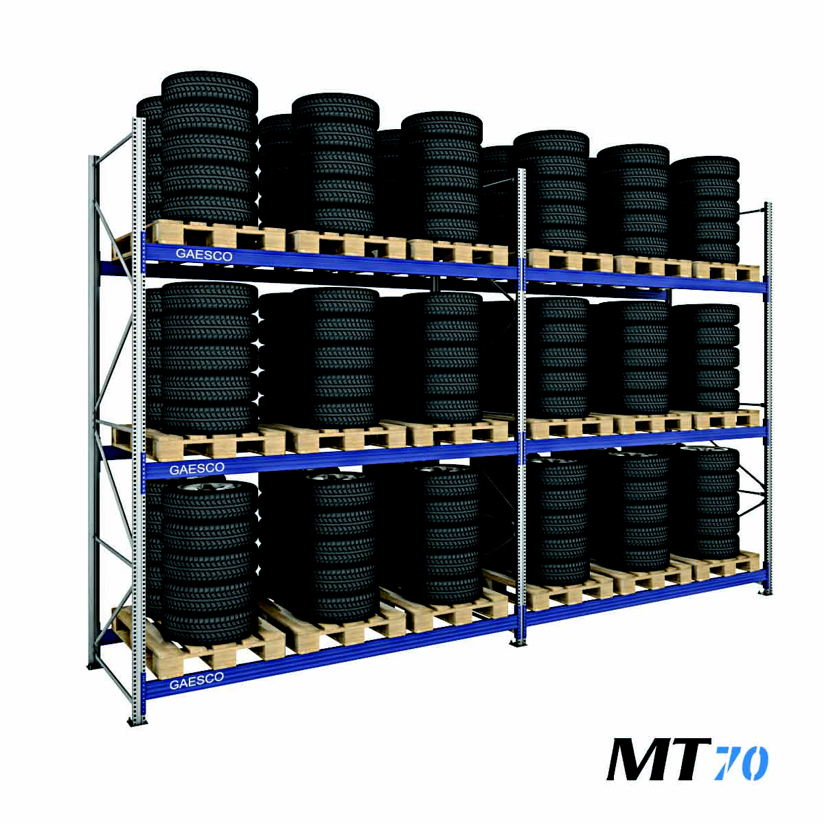 Scaffalatura porta pneumatici su bancale MT70 / cm. L.540xP.120xH.345