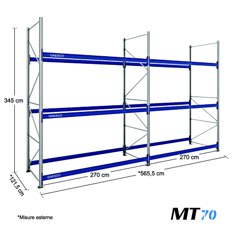 Scaffalatura porta pneumatici su bancale MT70 / cm. L.540xP.120xH.345