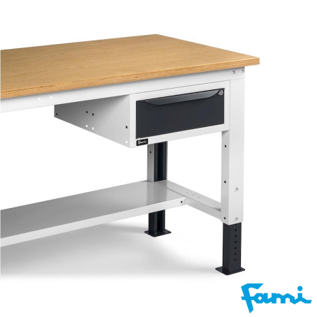 Banco da lavoro piano in legno H regolabile (GRIGIO) / cm. L.150xP.75xH.167,5/205 – FAMI WORK1528