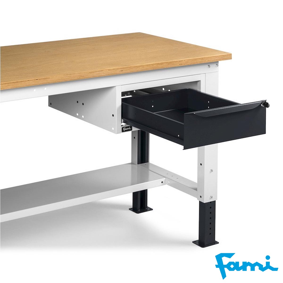 Banco da lavoro piano in legno H regolabile (GRIGIO) / cm. L.150xP.75xH.167,5/205 – FAMI WORK1528