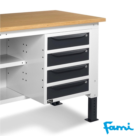 Banco da lavoro piano in legno H regolabile (GRIGIO) / cm. L.150xP.75xH.167,5/205 – FAMI WORK1530